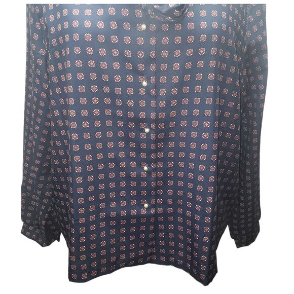 Vintage 60s Ship'n Shore Nautical Blouse Size L Blue Red Bow Collar Retro Mod - Picture 6 of 10